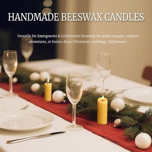 16 Packs Natural Beeswax Pillar Candles,8 Hour Long Burn Time Emergency Candles - Unscented,Smokeless and Dripless Candles for Camping,Outages Lighting in Kuwait