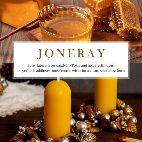 16 Packs Natural Beeswax Pillar Candles,8 Hour Long Burn Time Emergency Candles - Unscented,Smokeless and Dripless Candles for Camping,Outages Lighting in Kuwait