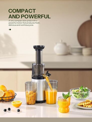 Masticating Juicer Machines, Reemix Cold Press juicer Machine | Compact & Small Size, Juice Extractor, Nutrient and Vitamin Dense, BPA-Free Tritan, Easy to Clean (Silver) in Saudi Arabia