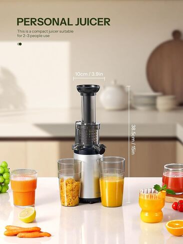 Masticating Juicer Machines, Reemix Cold Press juicer Machine | Compact & Small Size, Juice Extractor, Nutrient and Vitamin Dense, BPA-Free Tritan, Easy to Clean (Silver) in Saudi Arabia