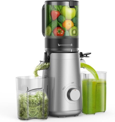 Juicer Machines, 5.8" Wide Feed Chute Cold Press Juicer for Whole Vegetables & Fruits, High Juice Yield, BPA Free (Slivery) in Saudi Arabia