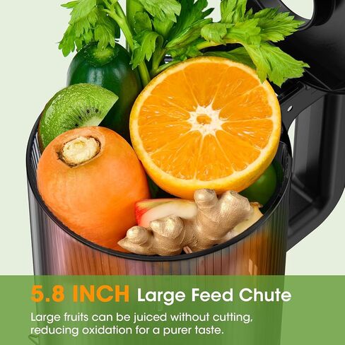 Juicer Machines, 5.8" Wide Feed Chute Cold Press Juicer for Whole Vegetables & Fruits, High Juice Yield, BPA Free (Slivery) in Saudi Arabia