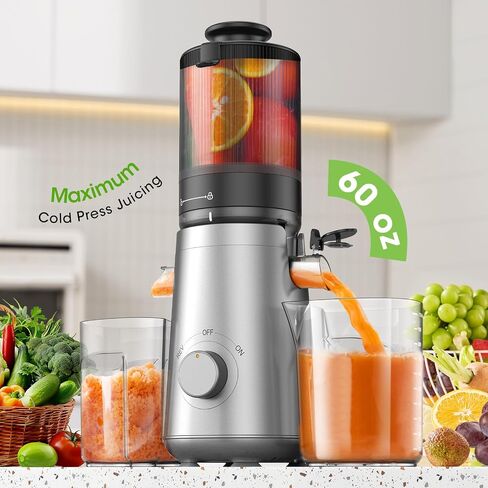 Juicer Machines, 5.8" Wide Feed Chute Cold Press Juicer for Whole Vegetables & Fruits, High Juice Yield, BPA Free (Slivery) in Saudi Arabia