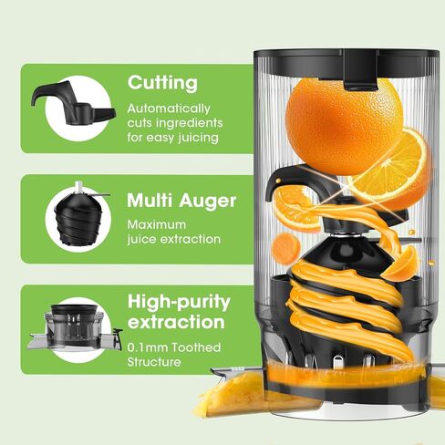 Juicer Machines, 5.8" Wide Feed Chute Cold Press Juicer for Whole Vegetables & Fruits, High Juice Yield, BPA Free (Slivery) in Saudi Arabia