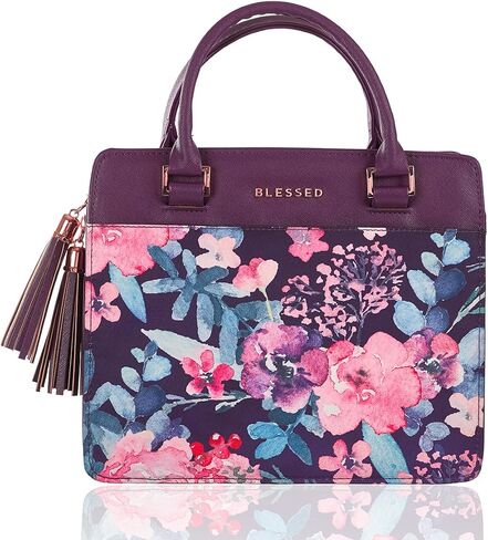 Christian Art Gifts Women's Fashion Bible Cover Purse Style Blessed, Purple Floral Faux Leather, Large in Saudi Arabia