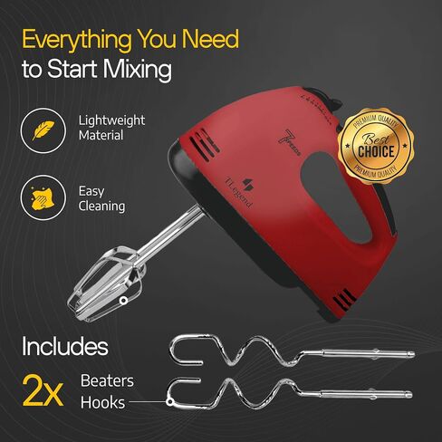 Hand Mixer Electric Handheld – 7 Speed Ultra Power Electric Mixer Handheld (Red) in Kuwait