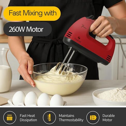 Hand Mixer Electric Handheld – 7 Speed Ultra Power Electric Mixer Handheld (Red) in Kuwait