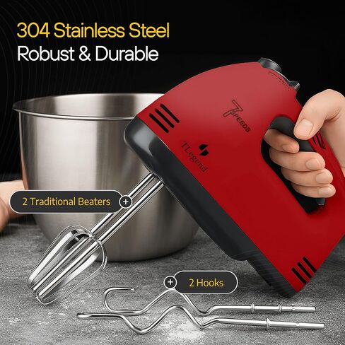 Hand Mixer Electric Handheld – 7 Speed Ultra Power Electric Mixer Handheld (Red) in Kuwait