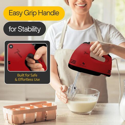 Hand Mixer Electric Handheld – 7 Speed Ultra Power Electric Mixer Handheld (Red) in Kuwait