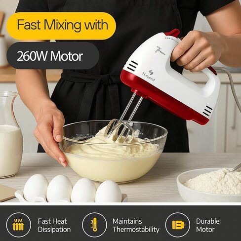 Hand Mixer Electric Handheld – 7 Speed Ultra Power Electric Mixer Handheld (Red) in Saudi Arabia