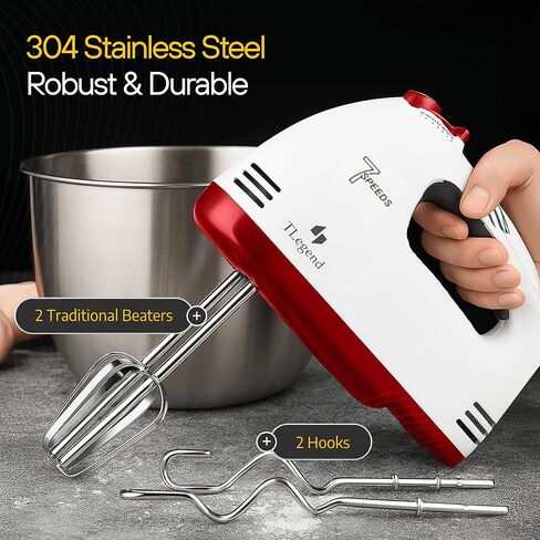 Hand Mixer Electric Handheld – 7 Speed Ultra Power Electric Mixer Handheld (Red) in Saudi Arabia