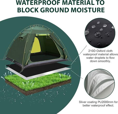 KRUI Tent Footprint, PU 2000 Waterproof Camping Tarp, Durable Tent Floor Saver for Hiking, Backpacking, Hammock, Beach and Picnic in Kuwait