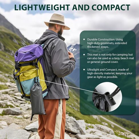 KRUI Tent Footprint, PU 2000 Waterproof Camping Tarp, Durable Tent Floor Saver for Hiking, Backpacking, Hammock, Beach and Picnic in Kuwait