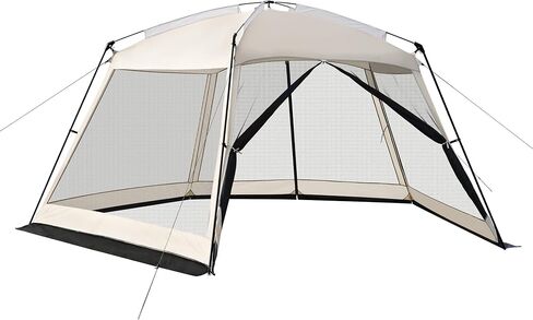 Screen House 14x14ft canopy خيمة مع شبكات 5 جوانب ، وإعداد سهل ، ومأوى مراقبة محمولة للتخييم في الهواء الطلق ، والتجمع ، والحفلات ، والنزهة ، والكاكي in Kuwait