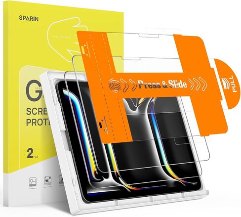 SPARIN 2 Pack Screen Protector for iPad Pro 11 inch M4 2024 (5th Generation), 9H Hardness Tempered Glass with Easy Application Tray, Face ID & Apple Pencil Compatible and Case Friendly in Saudi Arabia