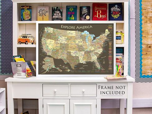 ملصق خريطة المتنزهات الوطنية مع وجهات السفر بالولايات المتحدة الأمريكية - إصدار بني (24 عرض × 16 ارتفاع بوصة) in Kuwait