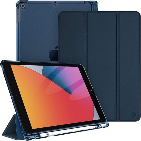 Fintie Case with Pencil Holder for iPad 9th / 8th / 7th Generation (2021/2020/2019) 10.2 Inch - Slim Shell Hard Case with Translucent Frosted Stand Back Cover, Auto Sleep/Wake, Lilac Marble in Saudi Arabia