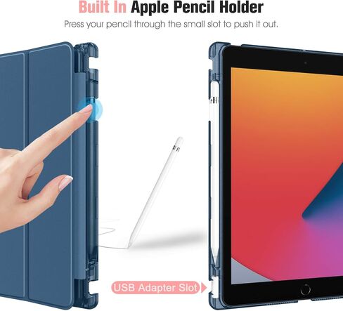 Fintie Case with Pencil Holder for iPad 9th / 8th / 7th Generation (2021/2020/2019) 10.2 Inch - Slim Shell Hard Case with Translucent Frosted Stand Back Cover, Auto Sleep/Wake, Lilac Marble in Saudi Arabia