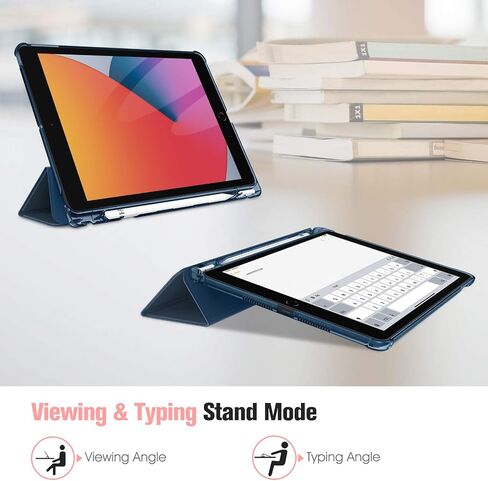 Fintie Case with Pencil Holder for iPad 9th / 8th / 7th Generation (2021/2020/2019) 10.2 Inch - Slim Shell Hard Case with Translucent Frosted Stand Back Cover, Auto Sleep/Wake, Lilac Marble in Saudi Arabia