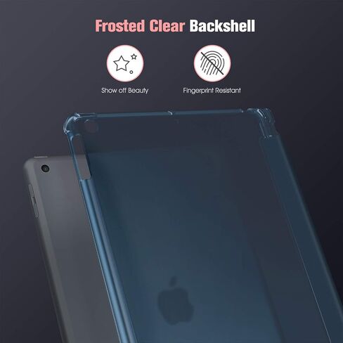 Fintie Case with Pencil Holder for iPad 9th / 8th / 7th Generation (2021/2020/2019) 10.2 Inch - Slim Shell Hard Case with Translucent Frosted Stand Back Cover, Auto Sleep/Wake, Lilac Marble in Saudi Arabia