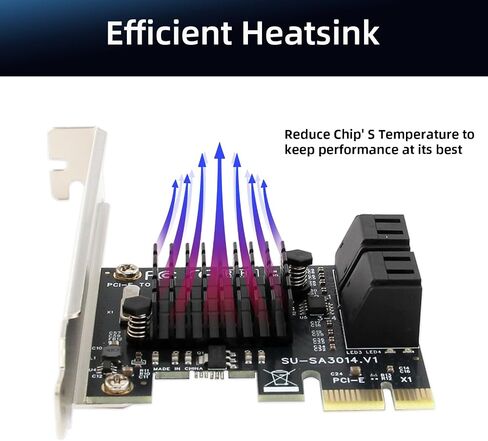 PCIe X4 SATA Expansion Card, 6-Ports SATA III Controller Cards with Data and Power Cables, Supports PCI-Express 4X 8X 16X Slot, Low Profile Bracket, for Windows10/7/8/XP/Vista/linux in Saudi Arabia