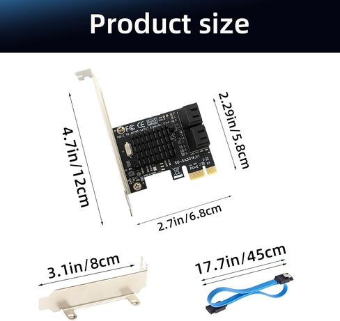 PCIe X4 SATA Expansion Card, 6-Ports SATA III Controller Cards with Data and Power Cables, Supports PCI-Express 4X 8X 16X Slot, Low Profile Bracket, for Windows10/7/8/XP/Vista/linux in Saudi Arabia