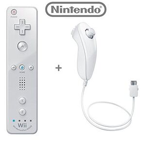 Official Nintendo Wii/Wii U Remote Plus Controller and Nunchuk Nunchuck Combo Bundle Set [White] (Bulk Packaging) (Renewed)