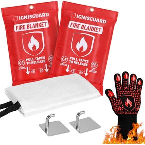 Emergency Fire Blanket for Home and Kitchen, 2-Pack 40"x40", Fiberglass Fire Blankets Emergency for Home BBQ Grill Camping Car Office Warehouse Picnic Fireplace Fireproof Survival Safety