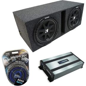Harmony Audio Universal Car Stereo Vented Port Dual 15" Kicker Bundle Comp C15 Sub Box Enclosure & Harmony HA-A800.1 Amp