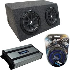 Harmony Audio Universal Car Stereo Hatchback Sealed Dual 12" Kicker Bundle Comp C12 Sub Box Enclosure & Harmony HA-A800.1 Amp