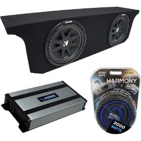 Harmony Audio Compatible with 2007-2018 Jeep Wrangler JK Unlimited Kicker Bundle Comp C12 Dual 12" Sub Box Enclosure & Harmony HA-A800.1 Amp