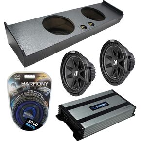 Harmony Audio Compatible with 2009-2020 Ford F-150 Super Crew Truck Kicker Bundle Comp C12 Dual 12" Rhino Coated Sub Box Enclosure & Harmony HA-A800.1 Amp