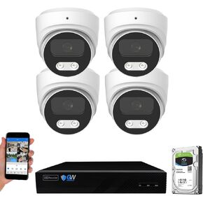 GW Security 8 Channel 12MP NVR 4K Security Camera System with 4 x 8MP PoE Spotlight Color Night Vision Outdoor/Indoor Microphone Dome Cameras, Smart AI Human/Vehicle Detection