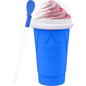 500ML Slushie Maker Cup,Quick Frozen Magic Cups for Homemade Milk Shake Ice Cream Maker, Double Layer Squeeze Slushy Maker Cup, Birthday Gifts for Friends,Family(Pink, 500ML)