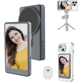 شاشة مراقبة Selfie Selfie Phone VLOG ، شاشة Magnetic Vlog Selfie Monitor مع التحكم عن بُعد ، شاشة الكاميرا اللاسلكية لدفق VLOG Tiktok YouTube ، متوافق مع iPhone & Android (رمادي)
