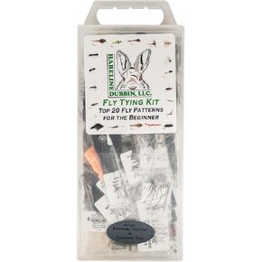 Hareline Fly Tying Material Kit with Economy Tools and Vise