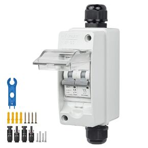 Solar Panel Disconnect Switch 1000V 40A PV Shut Off Switch Outdoor Circuit Breaker Box for Solar PV Homes Battery (40Amp)