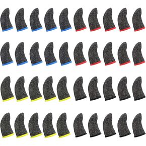 40 Pieces Finger Sleeves for Gaming Breathable Stabilizer Thumb Glove Anti Sweat Smooth Finger Sleeves Fingers Cover Fit All Touchscreen Devices (4 Colors)
