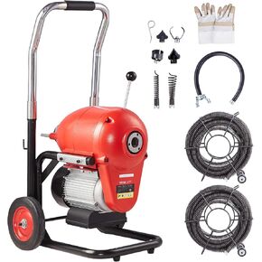 VEVOR 50FTx1/2Inch Drain Cleaner Machine, Sewer Snake Electric Drain Auger Cleaner with 4 Cutter & Foot Switch for 2" to 4" Pipes in Kuwait