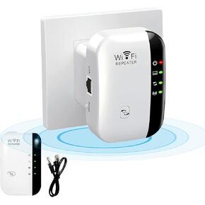 WiFi Extender Booster,WiFi Signal Booster,Internet Coverage Up to 3000 Sq.Ft! Works with 45+ Devices & Features Easy Setup,2.4GHz Band WiFi Extender, and LAN Port (White)
