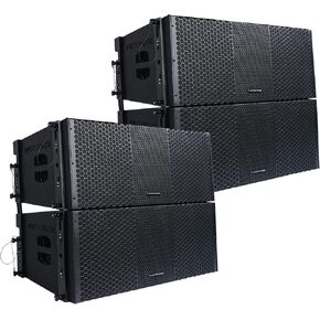 Sound Town ZETHUS Four Dual 10-inch Line Array Speaker System with Dual Titanium Compression Drivers, Full Range/Bi-amp Switchable, Black (ZETHUS-210B-2PAIRS)