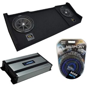 Harmony Audio Kicker Bundle Compatible with 1994-2001 Dodge Ram Club Quad Cab Truck C10 Comp Dual 10" Sub Box Enclosure with HA-A800.1 Amplifier