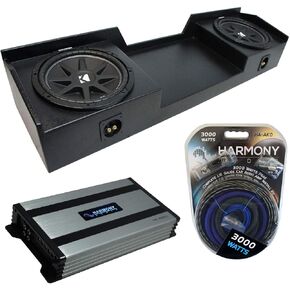 Harmony Audio Kicker Bundle Compatible with 1999-2006 Chevy Silverado Extended Truck 43C124 Dual 12" Loaded Sub Box Enclosure with HA-A800.1 Amplifier