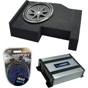 Harmony Audio Kicker Bundle Compatible with 2014-UP Chevy Silverado Crew Cab C12 Comp Single 12" Loaded Sub Box Enclosure with HA-A400.1