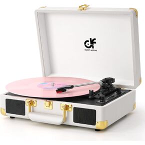 Bluetooth Record Player Vintage 3 سرعات سرعات محمولة القرص الدوار مع مكبرات صوت مدمجة 2 ، تسجيل USB فينيل إلى الرقمية ، RCA/AUX/سماعات الرأس جاك والذهب