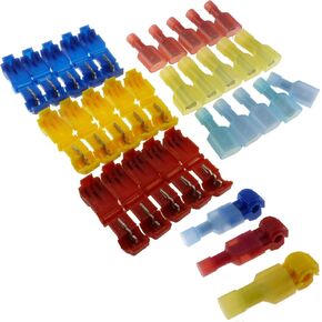 (30) T-Tap/Male Insulated Wire Terminal Connectors Car Audio Alarm Combo Pack