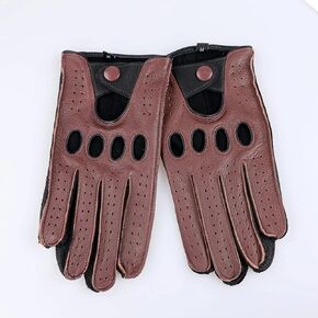 Leather Gloves Men's Autumn and Winter Motorcycle Driving Gloves with Holes Breathable