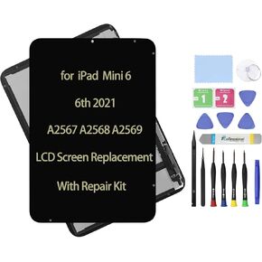 8.3" Compatible with iPad mini 6 6th Gen 2021 A2567 A2568 A2569 LCD Screen Replacement Display and Glass Touch Digitizer Assembly Premium Repair Kit + Sleep/Wake Sensor