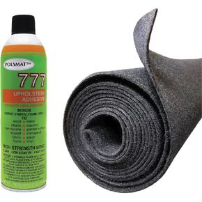 Polymat 3ft x 4ft Charcoal Carpet roll + 1 CAN of 777LV Spray Glue Sub Car Woofer Speaker Box, DJ Enclosure, Latex Backed Carpet and Trunk Liner