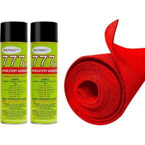 12FT x 3.75FT Red Carpet ROLL + 2 CANS of 777 Glue for Polymat Series 35 Latex Backed Carpet